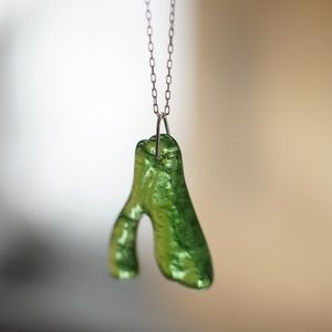 Wine Glass Necklace Green Recycled Upcycled Sterling Silver Alcohol Jewelry 21+